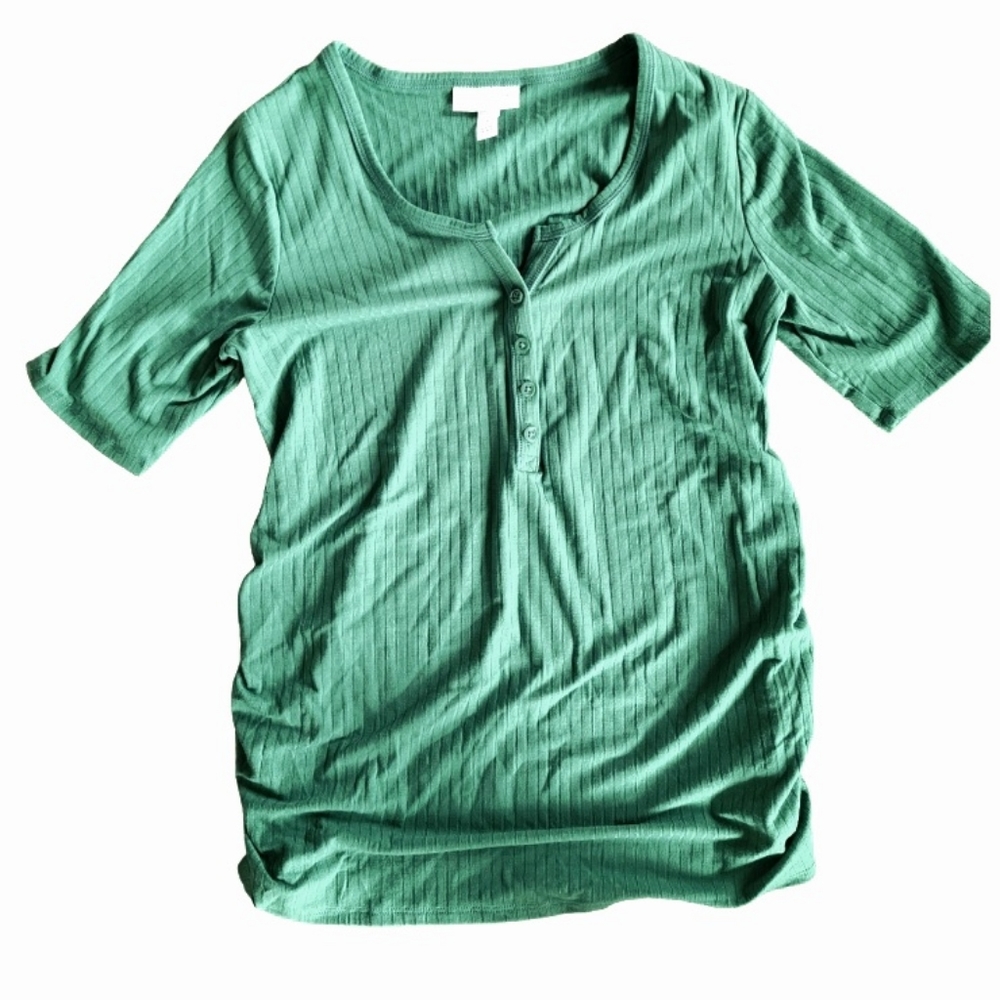 Maternity Shirt Henley Green Size Small NWOT